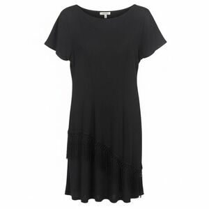 SL Fashions Black Asymmetrical Fringe‎ Dress Size Medium Flapper Vintage Y2K